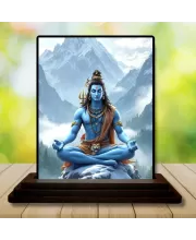 Car Dashboard Shiva Wooden Photo Stand  3x4 Inches, Compact & Stylish Spiritual Display For Car, Home & Office (Pack Of 1) (F49743)