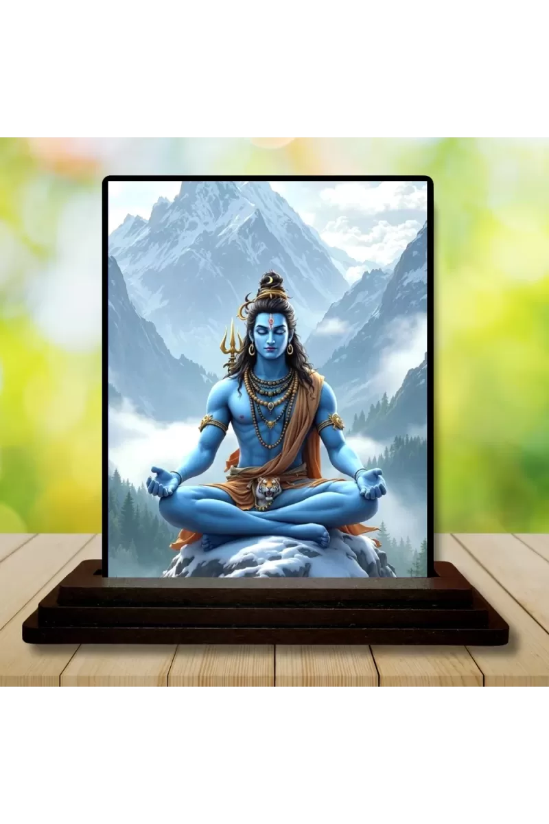 Car Dashboard Shiva Wooden Photo Stand  3x4 Inches, Compact & Stylish Spiritual Display For Car, Home & Office (Pack Of 1) (F49743)