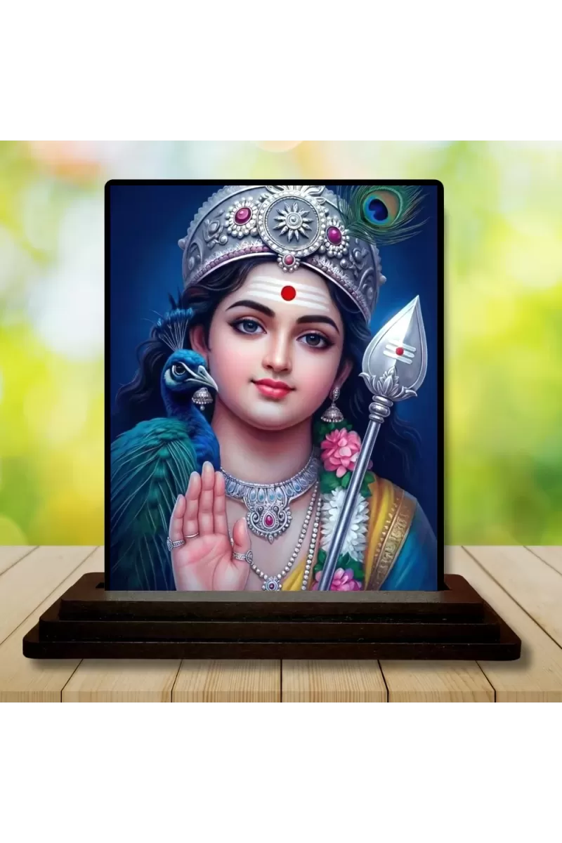 Car Dashboard Krishna Wooden Photo Stand  3x4 Inches, Compact & Stylish Spiritual Display For Car, Home & Office (Pack Of 1) (F49744)