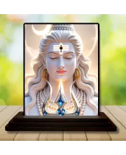 Car Dashboard Shiva Wooden Photo Stand  3x4 Inches, Compact & Stylish Spiritual Display For Car, Home & Office (Pack Of 1) (F49746)