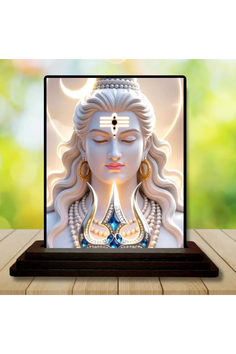 Car Dashboard Shiva Wooden Photo Stand  3x4 Inches, Compact & Stylish Spiritual Display For Car, Home & Office (Pack Of 1) (F49746)