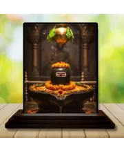 Car Dashboard Lord Shiva Wooden Photo Stand  3x4 Inches, Compact & Stylish Spiritual Display For Car, Home & Office (Pack Of 1) (F49747)