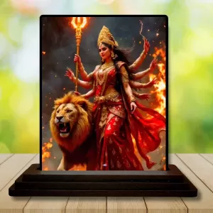 Car Dashboard Durga Wooden Photo Stand 3x4 Inches, Compact & Stylish Spiritual Display For Car, Home & Office (Pack Of 1) (F49749) Car Dashboard Durga Wooden Photo Stand 3x4 Inches, Compact & Stylish Spiritual Display For Car, Home & Office (Pack Of 1) (F49749)