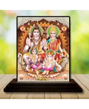 Car Dashboard Lord Shiva Family Wooden Photo Stand  3x4 Inches, Compact & Stylish Spiritual Display For Car, Home & Office (Pack Of 1) (F49750)