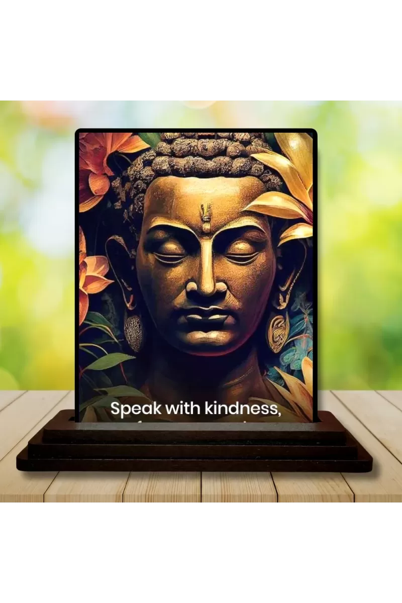 Car Dashboard Buddha Wooden Photo Stand  3x4 Inches, Compact & Stylish Spiritual Display For Car, Home & Office (Pack Of 1) (F49751)