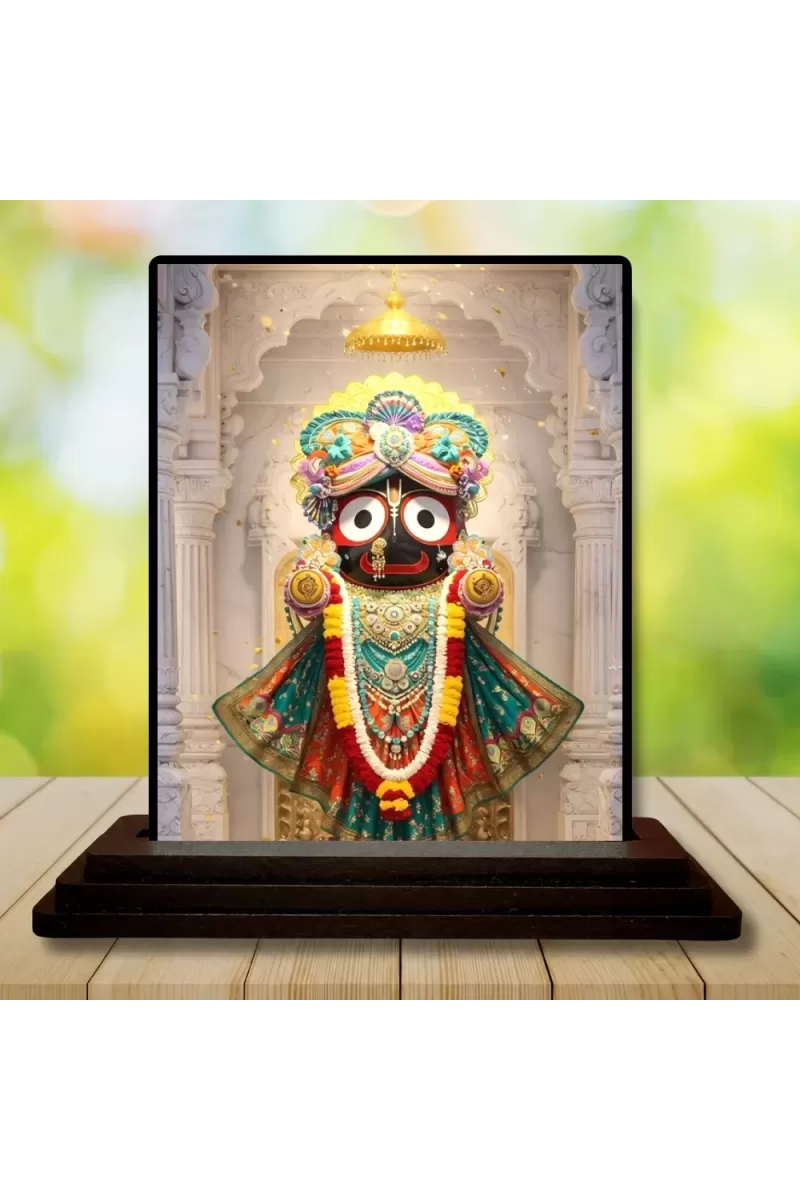 Car Dashboard Jagannatha Wooden Photo Stand  3x4 Inches, Compact & Stylish Spiritual Display For Car, Home & Office (Pack Of 1) (F49752)