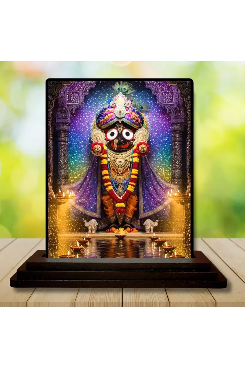 Car Dashboard Jagannatha Wooden Photo Stand  3x4 Inches, Compact & Stylish Spiritual Display For Car, Home & Office (Pack Of 1) (F49753)