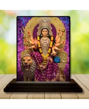 Car Dashboard Durga Wooden Photo Stand  3x4 Inches, Compact & Stylish Spiritual Display For Car, Home & Office (Pack Of 1) (F49754)