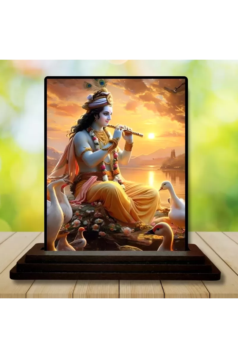 Car Dashboard Lord Tirupati And Mata LakshmiMa Wooden Photo Stand  3x4 Inches, Compact & Stylish Spiritual Display For Car, Home & Office (Pack Of 1) (F49756)