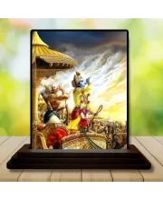 Car Dashboard Krishna Wooden Photo Stand  3x4 Inches, Compact & Stylish Spiritual Display For Car, Home & Office (Pack Of 1) (F49758)