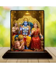 Car Dashboard Lamshmi & Lord Bishnu Narayan Wooden Photo Stand  3x4 Inches, Compact & Stylish Spiritual Display For Car, Home & Office (Pack Of 1) (F49759)