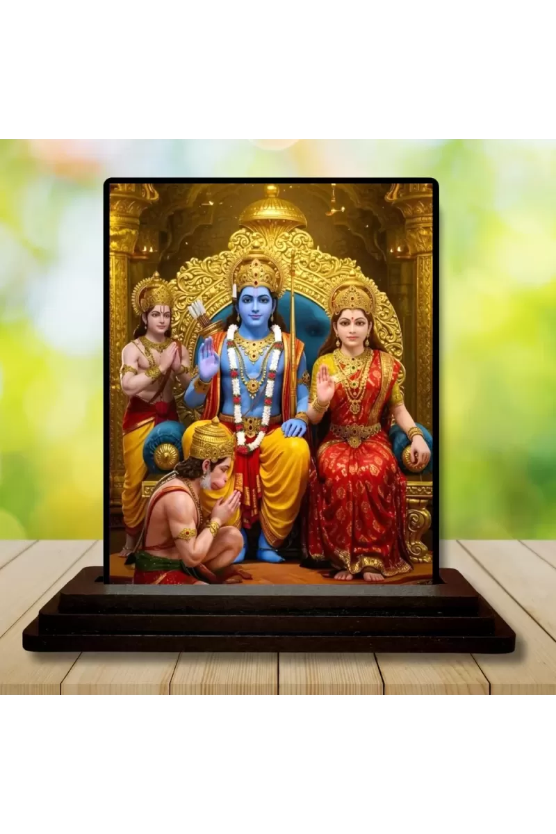 Car Dashboard Lamshmi & Lord Bishnu Narayan Wooden Photo Stand  3x4 Inches, Compact & Stylish Spiritual Display For Car, Home & Office (Pack Of 1) (F49759)