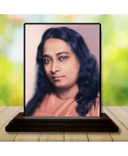 Car Dashboard Ramahansa Yogananda Wooden Photo Stand  3x4 Inches, Compact & Stylish Spiritual Display For Car, Home & Office (Pack Of 1) (F49762)