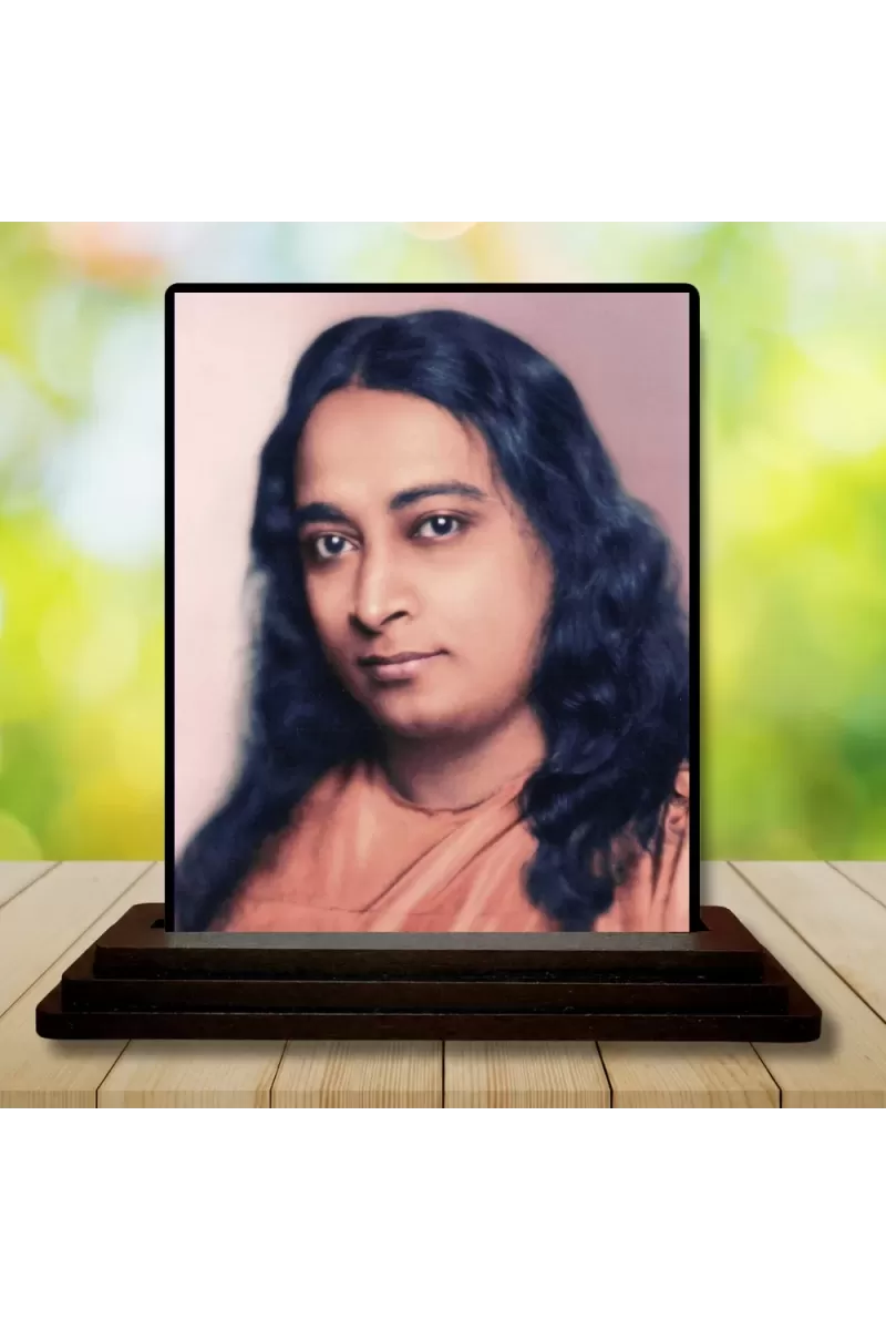 Car Dashboard Ramahansa Yogananda Wooden Photo Stand  3x4 Inches, Compact & Stylish Spiritual Display For Car, Home & Office (Pack Of 1) (F49762)
