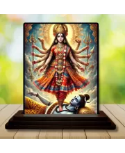 Car Dashboard Kali Wooden Photo Stand  3x4 Inches, Compact & Stylish Spiritual Display For Car, Home & Office (Pack Of 1) (F49763)