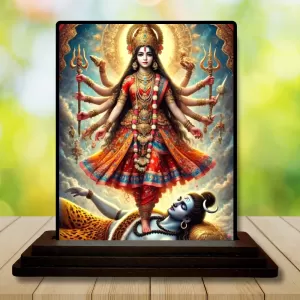 Car Dashboard Kali Wooden Photo Stand  3x4 Inches, Compact & Stylish Spiritual Display For Car, Home & Office (Pack Of 1) (F49763)