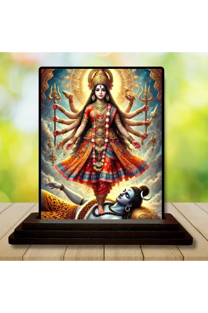 Car Dashboard Kali Wooden Photo Stand  3x4 Inches, Compact & Stylish Spiritual Display For Car, Home & Office (Pack Of 1) (F49763)