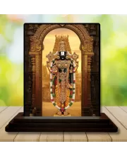 Car Dashboard Venkateswara Wooden Photo Stand  3x4 Inches, Compact & Stylish Spiritual Display For Car, Home & Office (Pack Of 1) (F49765)