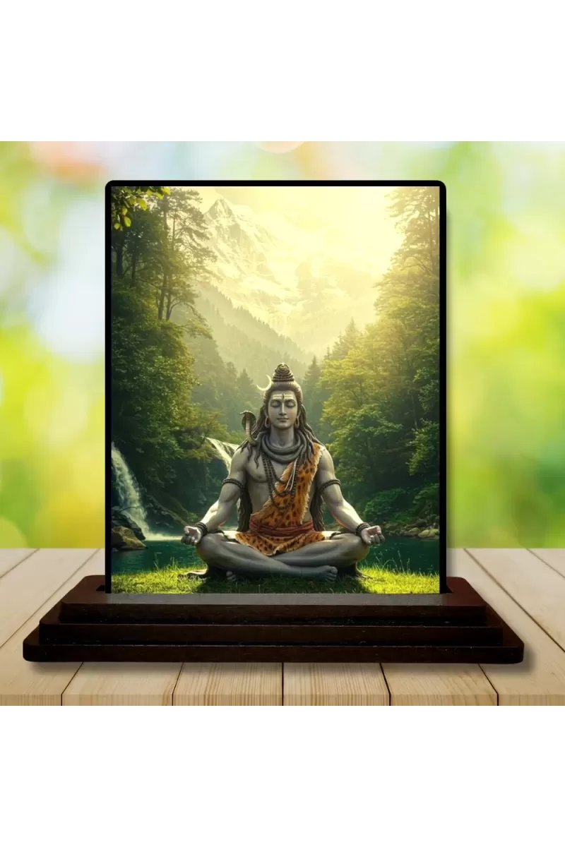 Car Dashboard Shiva Wooden Photo Stand  3x4 Inches, Compact & Stylish Spiritual Display For Car, Home & Office (Pack Of 1) (F49768)