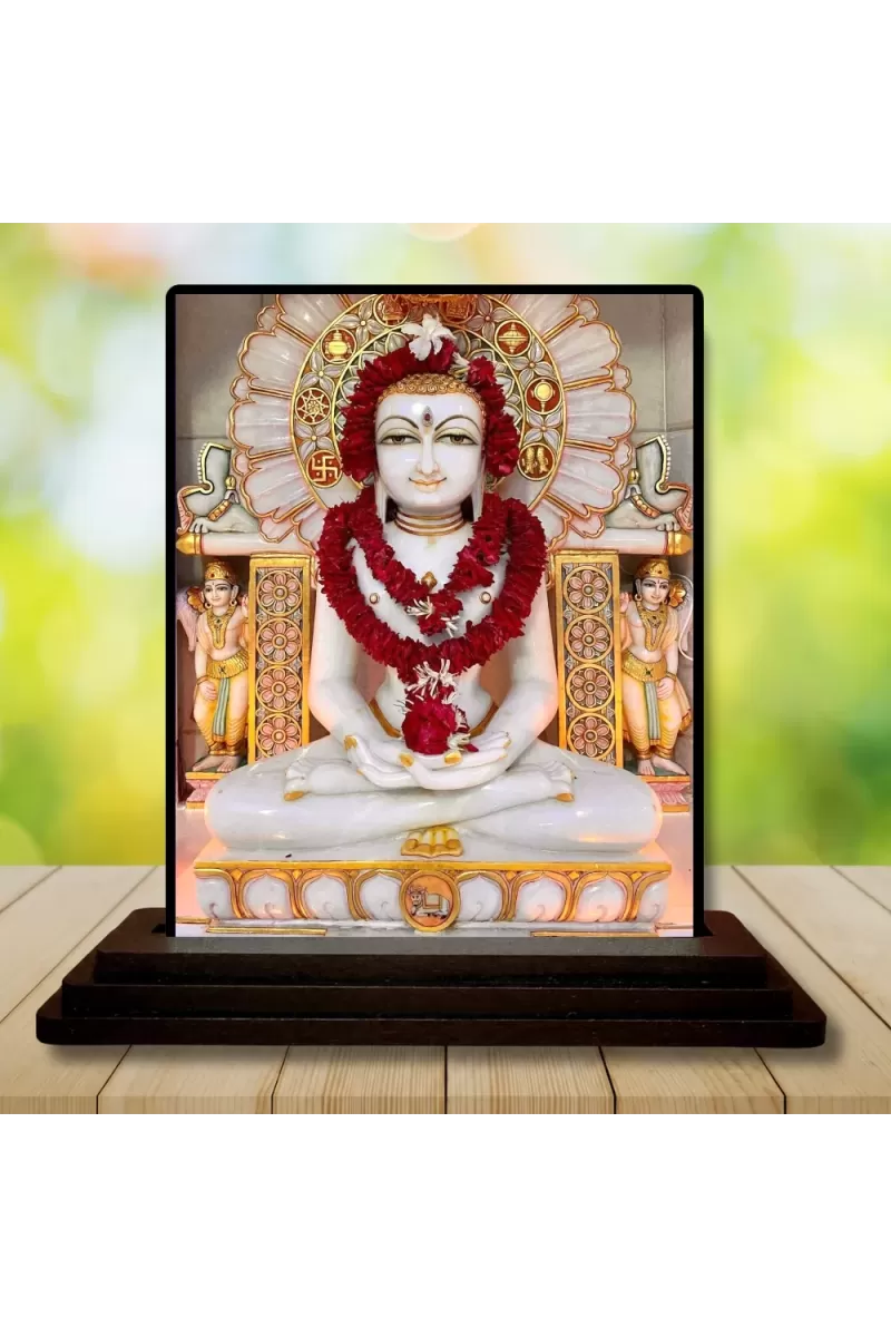 Car Dashboard Mahavira Wooden Photo Stand  3x4 Inches, Compact & Stylish Spiritual Display For Car, Home & Office (Pack Of 1) (F49769)