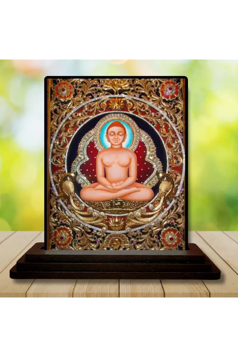 Car Dashboard Mahavira Wooden Photo Stand  3x4 Inches, Compact & Stylish Spiritual Display For Car, Home & Office (Pack Of 1) (F49770)