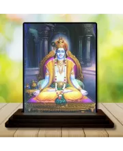 Car Dashboard Lord Vishnu Wooden Photo Stand  3x4 Inches, Compact & Stylish Spiritual Display For Car, Home & Office (Pack Of 1) (F49772)
