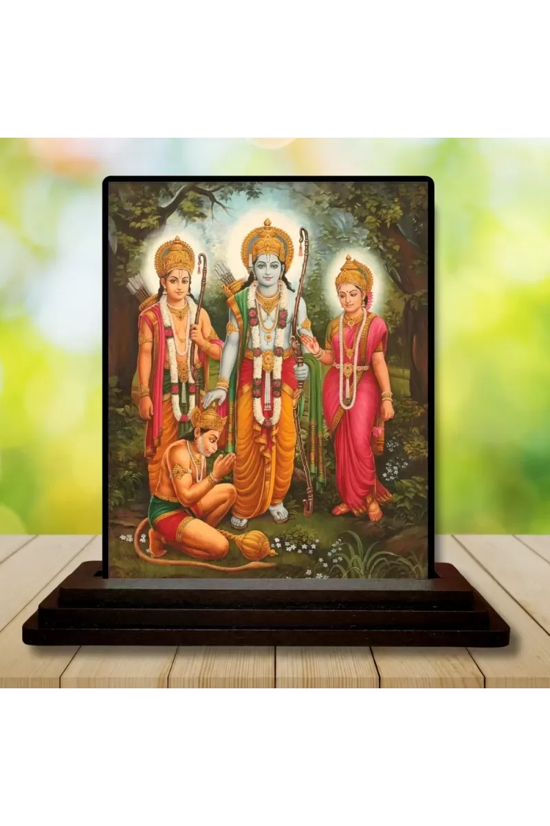 Car Dashboard Lord Lord Rama Wooden Photo Stand  3x4 Inches, Compact & Stylish Spiritual Display For Car, Home & Office (Pack Of 1) (F49775)