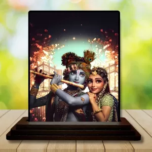 Car Dashboard Shree Krishna Wooden Photo Stand  3x4 Inches, Compact & Stylish Spiritual Display For Car, Home & Office (Pack Of 1) (F49776)