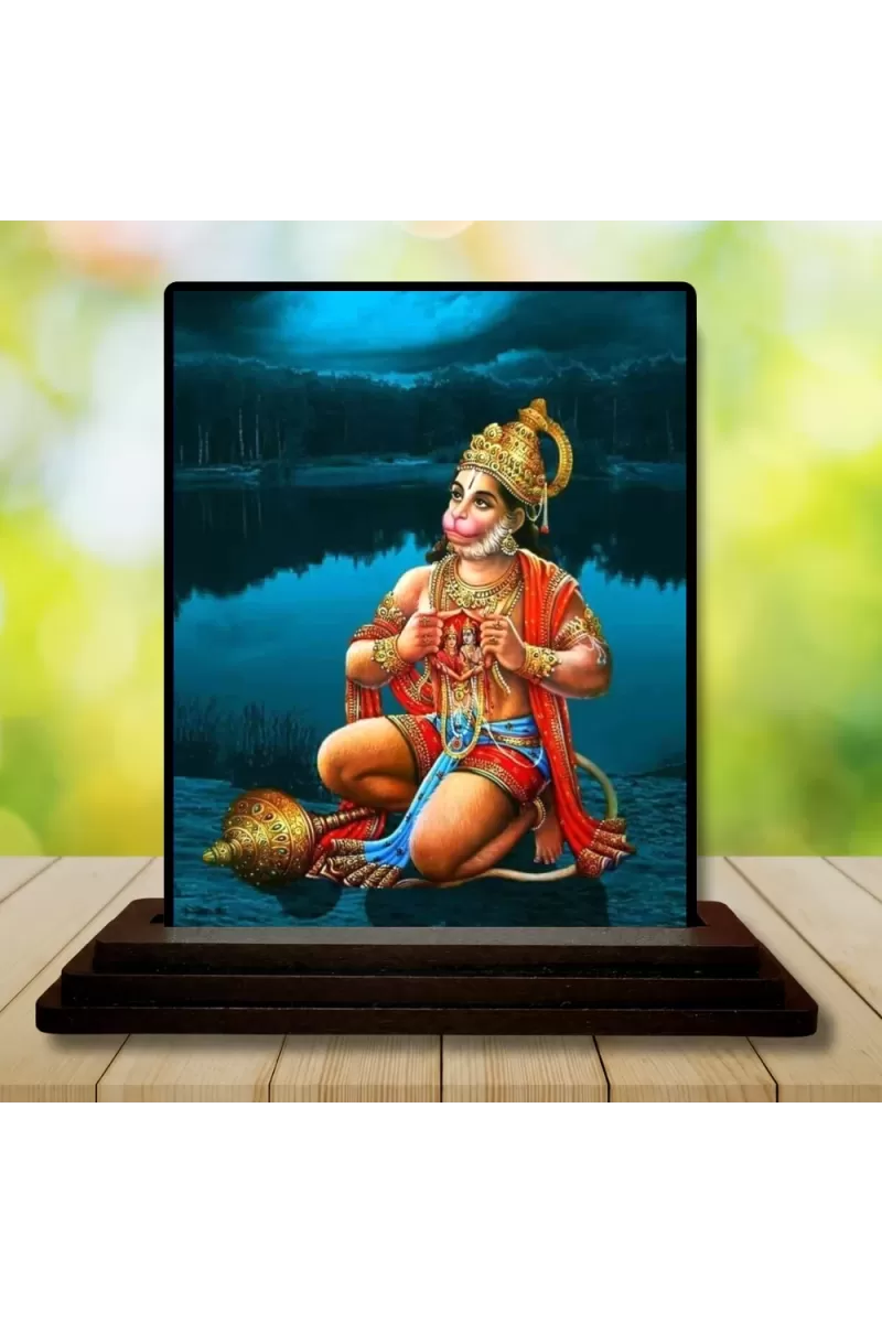 Car Dashboard Hanuman Wooden Photo Stand  3x4 Inches, Compact & Stylish Spiritual Display For Car, Home & Office (Pack Of 1) (F49777)