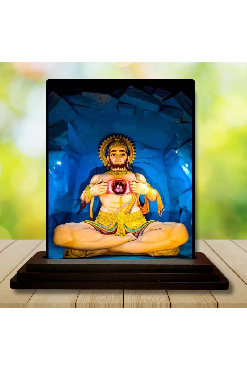 Car Dashboard Hanuman Wooden Photo Stand  3x4 Inches, Compact & Stylish Spiritual Display For Car, Home & Office (Pack Of 1) (F49778)
