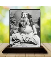 Car Dashboard Guru Bijoy Krishna Goswami Wooden Photo Stand  3x4 Inches, Compact & Stylish Spiritual Display For Car, Home & Office (Pack Of 1) (F49780)