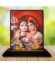 Car Dashboard Lord Shiva And Parvati Wooden Photo Stand  3x4 Inches, Compact & Stylish Spiritual Display For Car, Home & Office (Pack Of 1) (F49781)