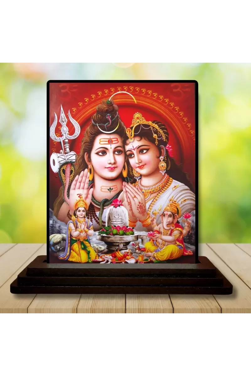 Car Dashboard Lord Shiva And Parvati Wooden Photo Stand  3x4 Inches, Compact & Stylish Spiritual Display For Car, Home & Office (Pack Of 1) (F49781)