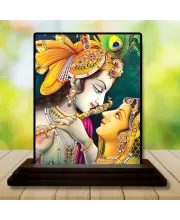 Car Dashboard Shree Krishna Wooden Photo Stand  3x4 Inches, Compact & Stylish Spiritual Display For Car, Home & Office (Pack Of 1) (F49783)