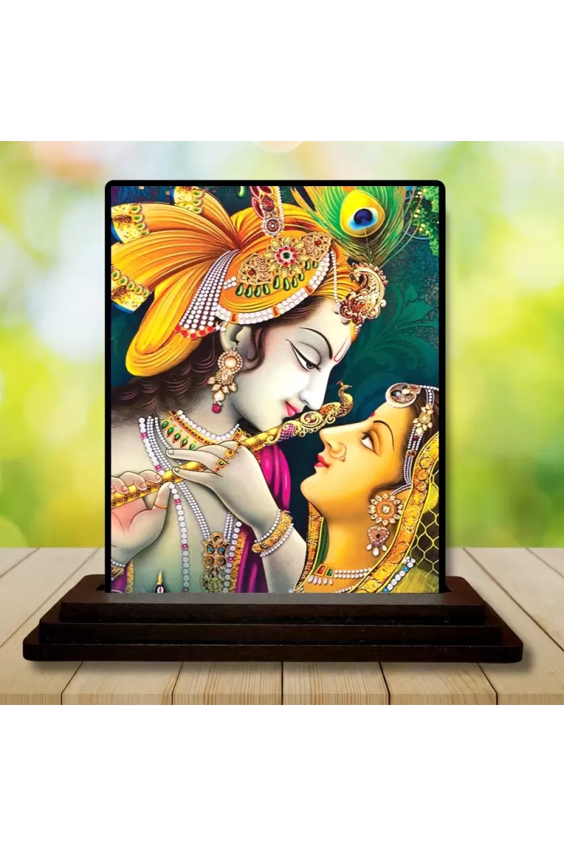 Car Dashboard Shree Krishna Wooden Photo Stand  3x4 Inches, Compact & Stylish Spiritual Display For Car, Home & Office (Pack Of 1) (F49783)
