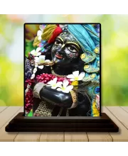 Car Dashboard Shree Krishna Wooden Photo Stand  3x4 Inches, Compact & Stylish Spiritual Display For Car, Home & Office (Pack Of 1) (F49784)