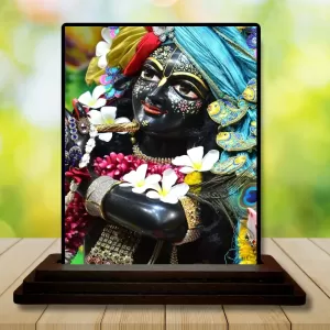 Car Dashboard Shree Krishna Wooden Photo Stand  3x4 Inches, Compact & Stylish Spiritual Display For Car, Home & Office (Pack Of 1) (F49784)