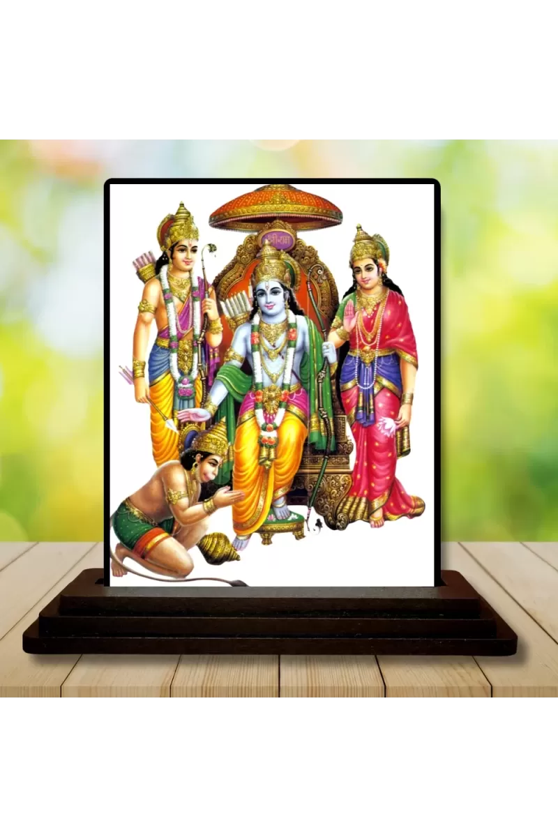Car Dashboard Lord Lord Rama Wooden Photo Stand  3x4 Inches, Compact & Stylish Spiritual Display For Car, Home & Office (Pack Of 1) (F49790)