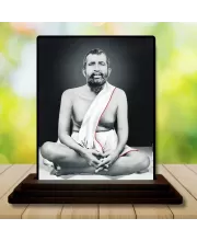 Car Dashboard Shree Ramakrishna Wooden Photo Stand  3x4 Inches, Compact & Stylish Spiritual Display For Car, Home & Office (Pack Of 1) (F49791)