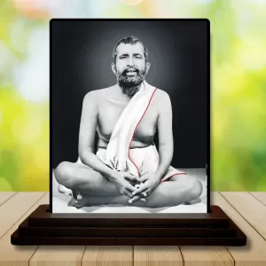 Car Dashboard Shree Ramakrishna Wooden Photo Stand  3x4 Inches, Compact & Stylish Spiritual Display For Car, Home & Office (Pack Of 1) (F49791)