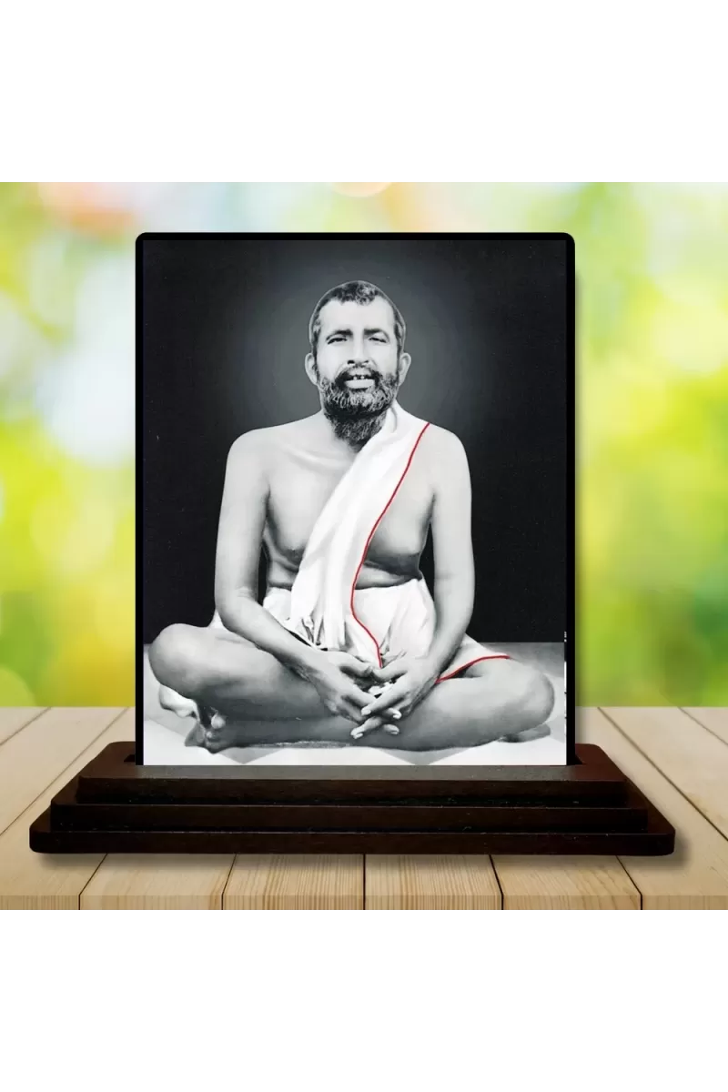 Car Dashboard Shree Ramakrishna Wooden Photo Stand  3x4 Inches, Compact & Stylish Spiritual Display For Car, Home & Office (Pack Of 1) (F49791)