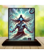 Car Dashboard Shiva Wooden Photo Stand  3x4 Inches, Compact & Stylish Spiritual Display For Car, Home & Office (Pack Of 1) (F49792)