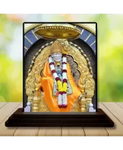 Car Dashboard Sai Baba Wooden Photo Stand  3x4 Inches, Compact & Stylish Spiritual Display For Car, Home & Office (Pack Of 1) (F49793)