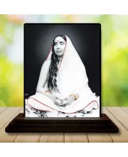 Car Dashboard Maa Sarada Wooden Photo Stand  3x4 Inches, Compact & Stylish Spiritual Display For Car, Home & Office (Pack Of 1) (F49794)