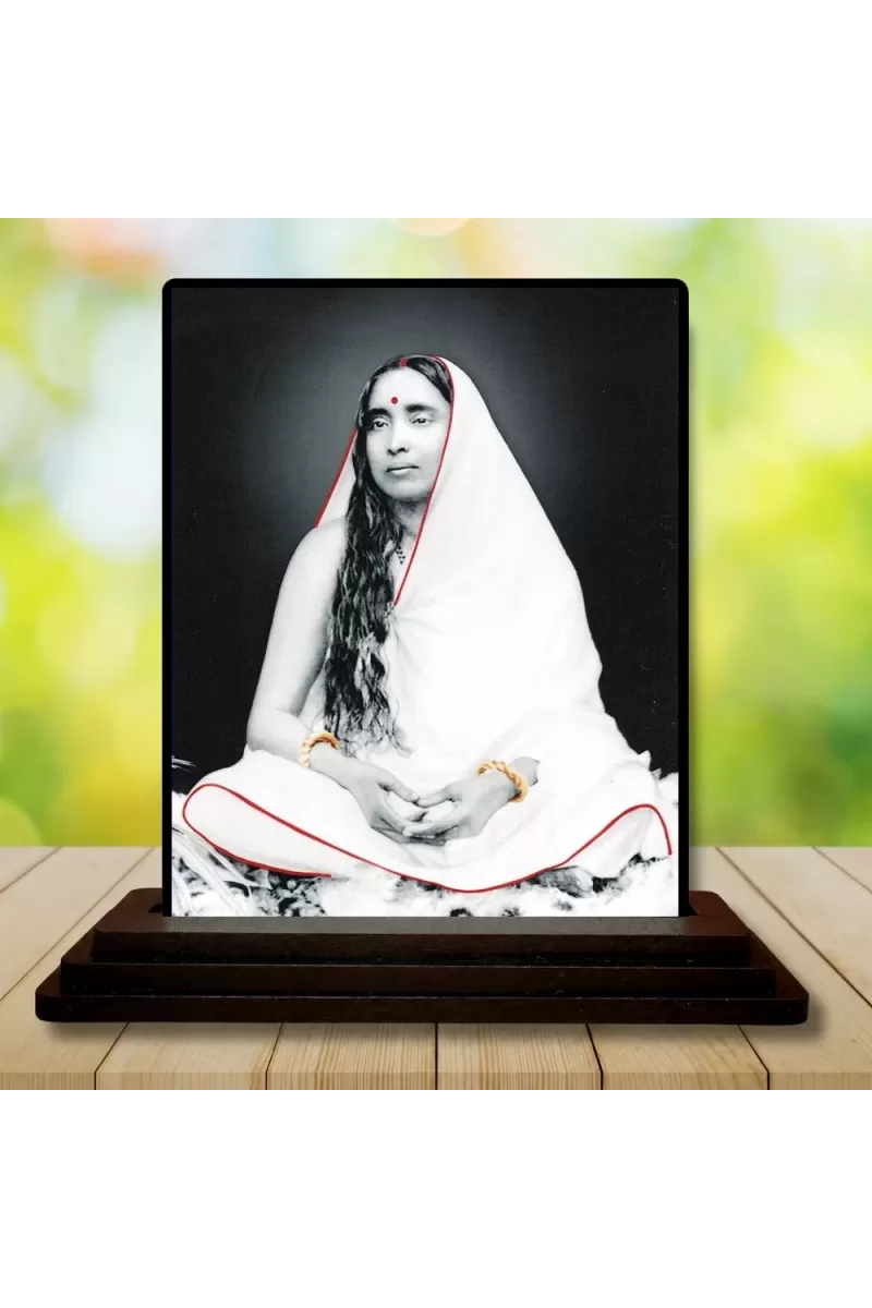 Car Dashboard Maa Sarada Wooden Photo Stand  3x4 Inches, Compact & Stylish Spiritual Display For Car, Home & Office (Pack Of 1) (F49794)