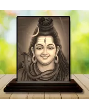 Car Dashboard Lord Shiva Wooden Photo Stand  3x4 Inches, Compact & Stylish Spiritual Display For Car, Home & Office (Pack Of 1) (F49795)