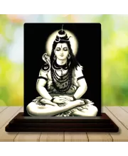 Car Dashboard Lord Shiva Wooden Photo Stand  3x4 Inches, Compact & Stylish Spiritual Display For Car, Home & Office (Pack Of 1) (F49797)