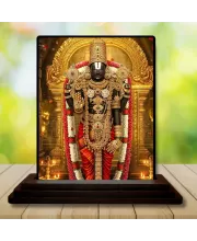 Car Dashboard Venkateswara Wooden Photo Stand  3x4 Inches, Compact & Stylish Spiritual Display For Car, Home & Office (Pack Of 1) (F49806)