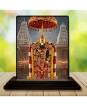 Car Dashboard Venkateswara Wooden Photo Stand  3x4 Inches, Compact & Stylish Spiritual Display For Car, Home & Office (Pack Of 1) (F49807)