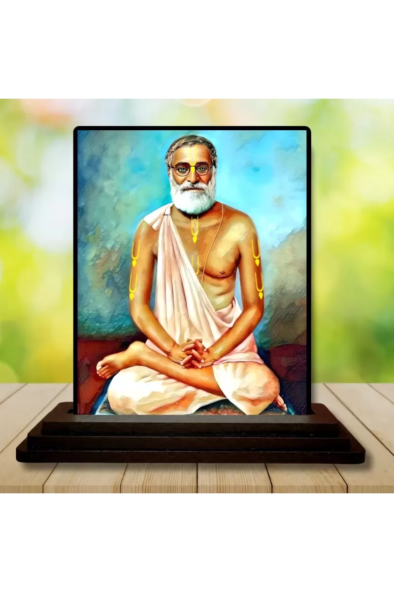 Car Dashboard Shree Ramkrishna Wooden Photo Stand  3x4 Inches, Compact & Stylish Spiritual Display For Car, Home & Office (Pack Of 1) (F49808)